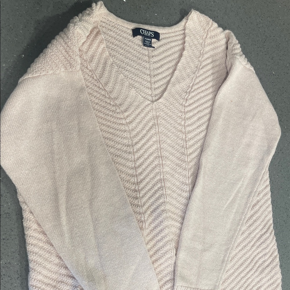Chaps Women's Light Pink V-Neck Sweater